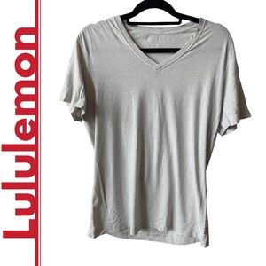 Lululemon: Light Gray V-Neck Tee, Size Medium.